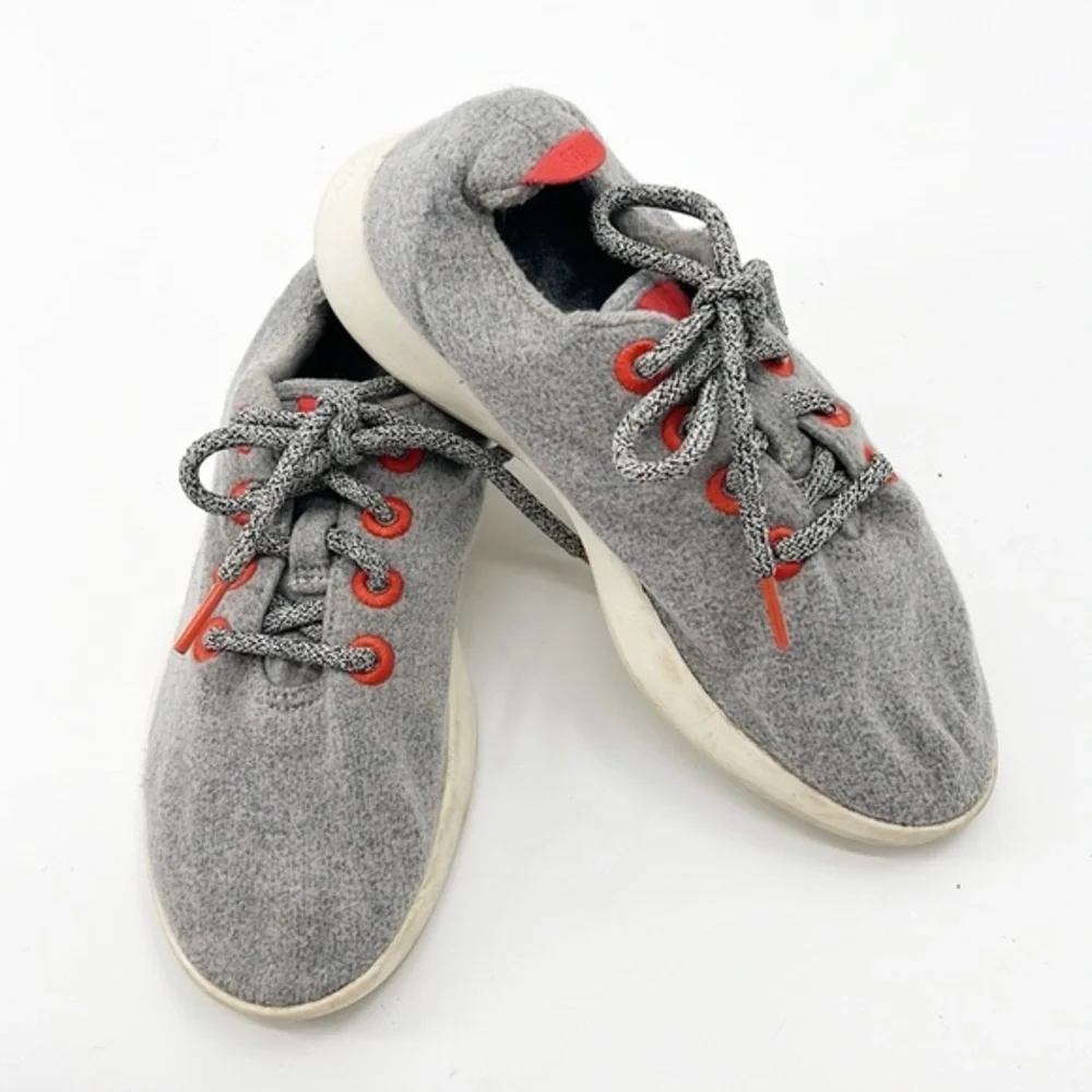 AllBirds Runners Wool Lace Up Sneakers gray orange size 6